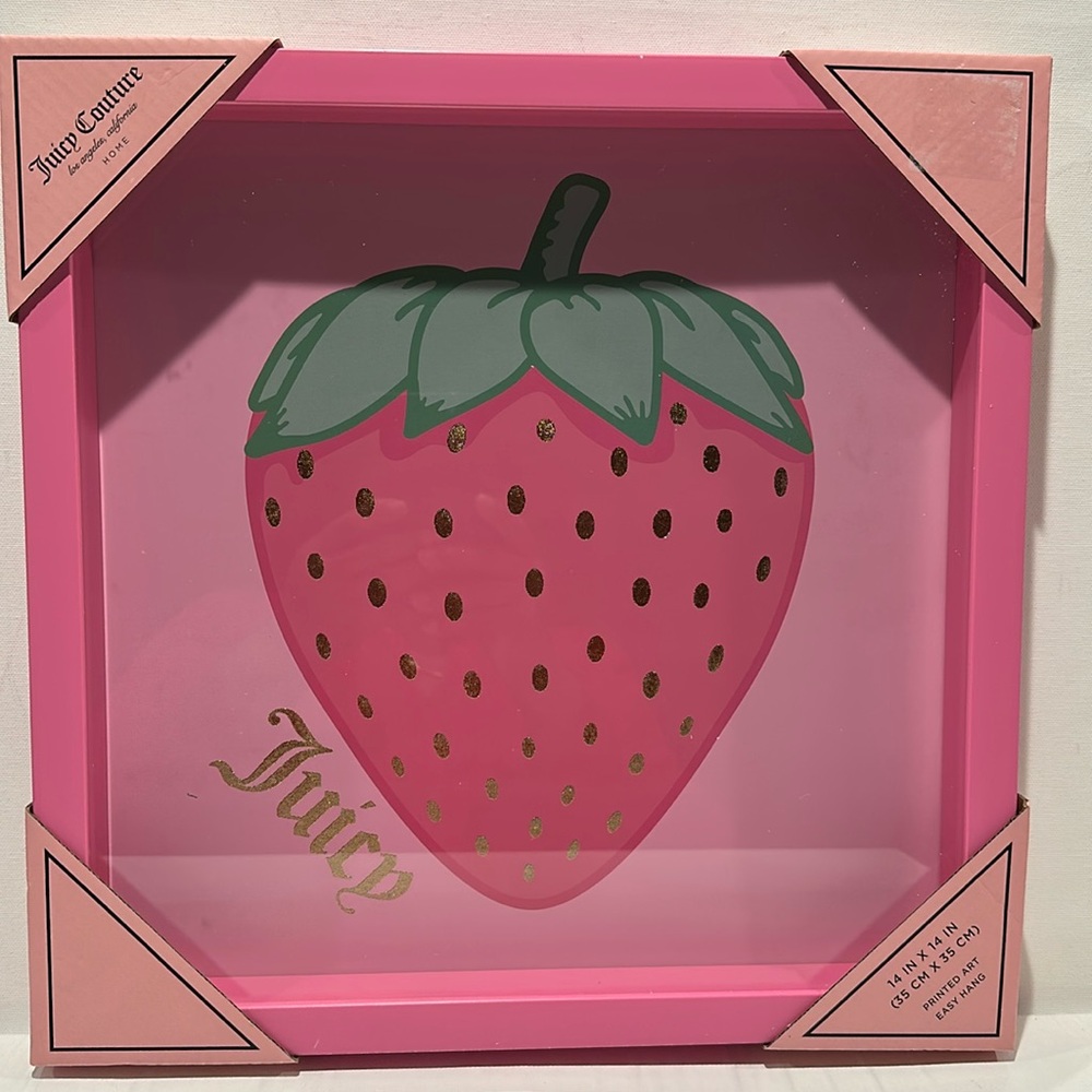 Juicy Couture Cavas Wall Hanging Art with hanging attachment hook on the back.